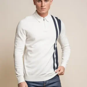 Diablo Ecru – Pullover Herr med Dragkedja – Cavani