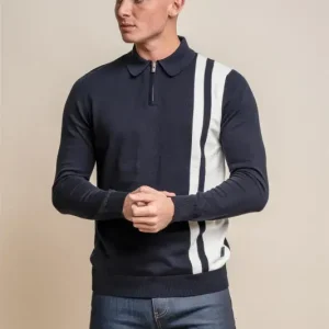 Diablo Marinblå – Pullover Herr med Dragkedja – Cavani