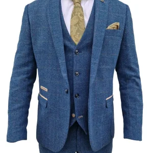 Dion blå fiskbenskostym i tre delar