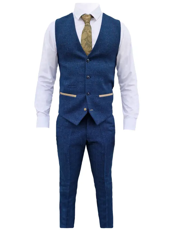 Dion blå fiskbenskostym i tre delar - Bild 6