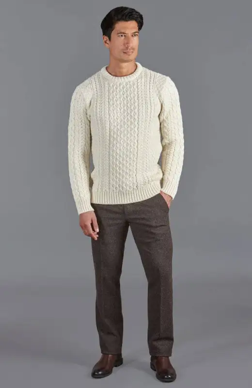 Fiskarens kabelstickade tröja i brittisk ull för herr - Bild 4