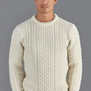 Fiskarens kabelstickade tröja i brittisk ull för herr