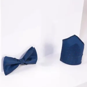 Gentlemens set Blue dot bow tie med bröstnäsduk