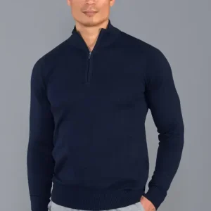 Herrtröja i 100 % bomull med dragkedja – lättvikt