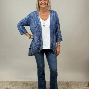 VÅRYRA! Öppen blus/jacka snedskuren fram från Mixbyheart, jeansblå