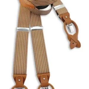 Klassiska hängslen cognac med bruna läderöglor