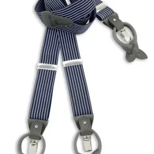 Klassiska hängslen med marinblå ränder