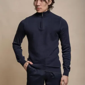 Kyle Mörkblå – Pullover Herr med Dragkedja – Cavani