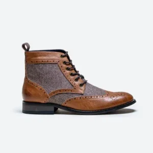 Ljusbruna tweed-snörkängor | Cavani Jones Tan