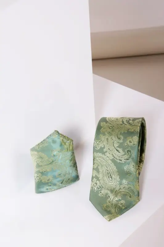 Marc Darcy Gentlemens set Green Paisley slips & bröstnäsduk - Bild 3