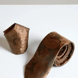 Marc Darcy Gentlemens Set Orange Paisley – Slips & Näsduk