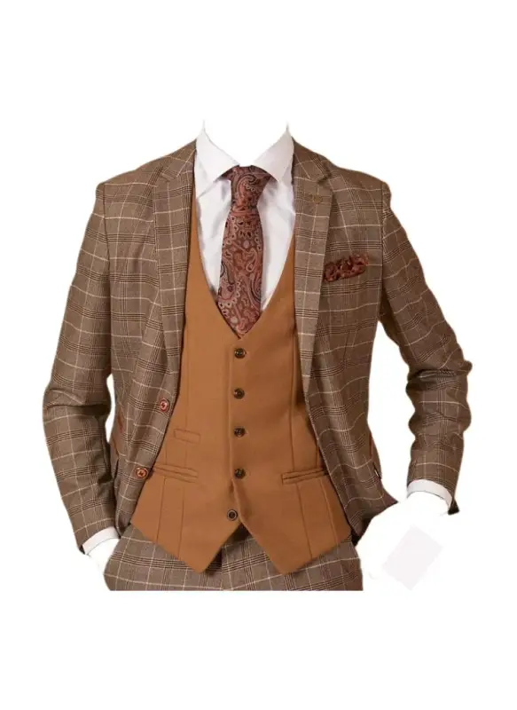 Marc Darcy - Kavaj Rutmönster Beige Ray Tan - Bild 3