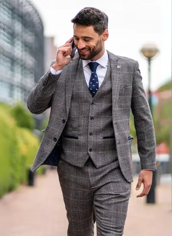 Marc Darcy - Kavaj Rutmönster Scott Grå