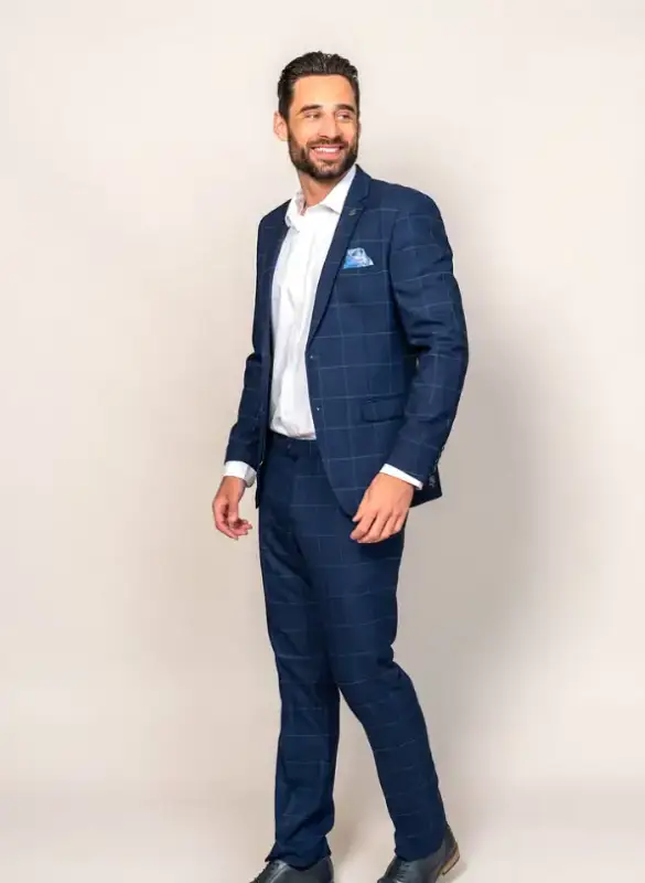 Marinblått herrkostym - Rutigt 2-delat kostym - Edison Navy - Bild 3