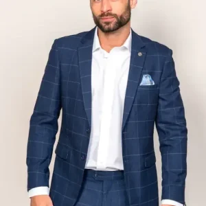 Marinblått herrkostym - Rutigt 2-delat kostym - Edison Navy