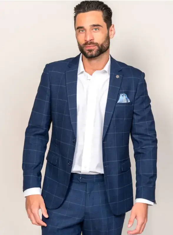 Marinblått herrkostym - Rutigt 2-delat kostym - Edison Navy