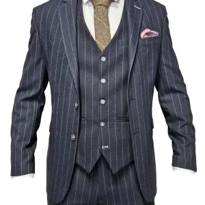 Navyblå randig herrkostym - Cavani Invincible