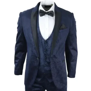 Smoking marinblå sammet paisleymönster