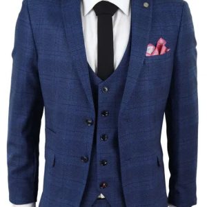 Tredelad kostym Check Jerry Blue