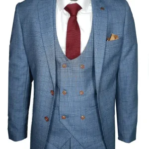 Tredelad kostym GEORGE rutig i ljusblått