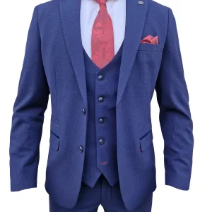 Vårt 3-delade mörkblåa herrkostym i rutmönster - Bromley Navy suit