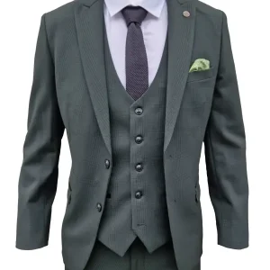 Vårt 3-delade olivgrön herrkostym i rutmönster - Bromley Olive Green suit
