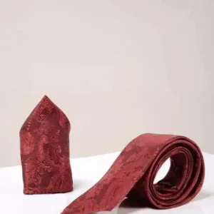 Vin-färgat Gentlemans set - Slips & Näsduk | Marc Darcy